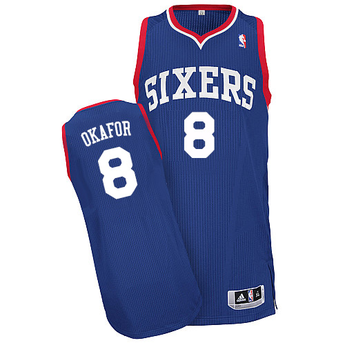 Mens Adidas Philadelphia 76ers 8 Jahlil Okafor Authentic Royal Blue Alternate NBA Jersey